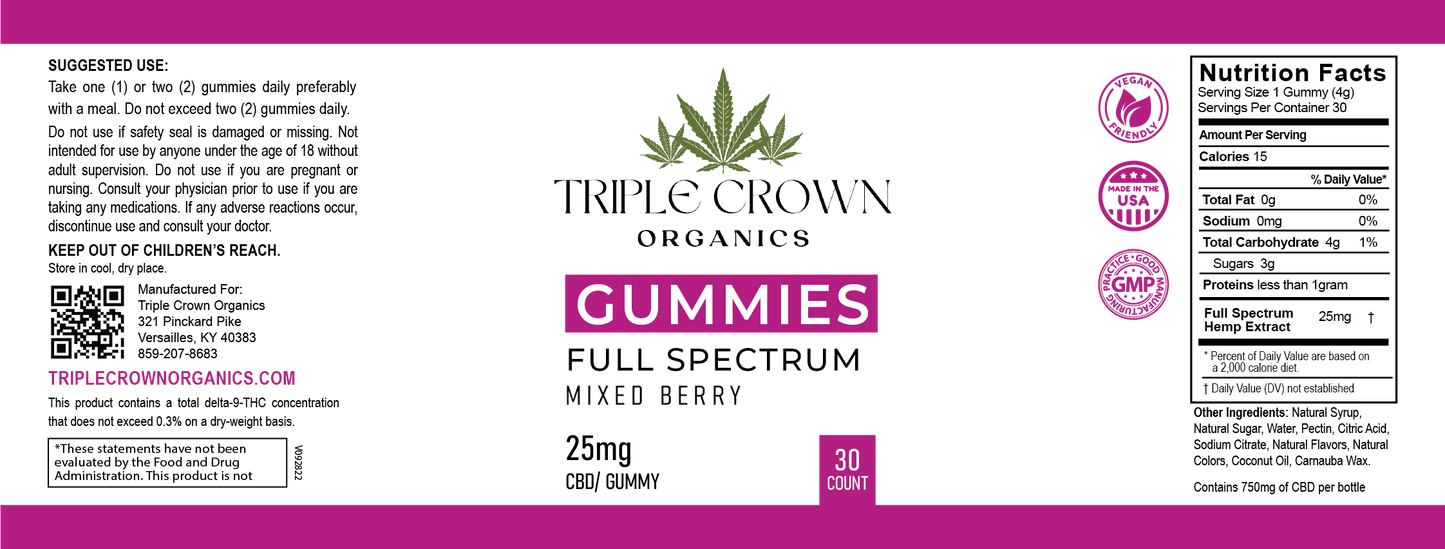 CBD Gummies - Mixed Berry - Triple Crown Organics