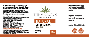 CBD Oil Tincture - Natural - Triple Crown Organics