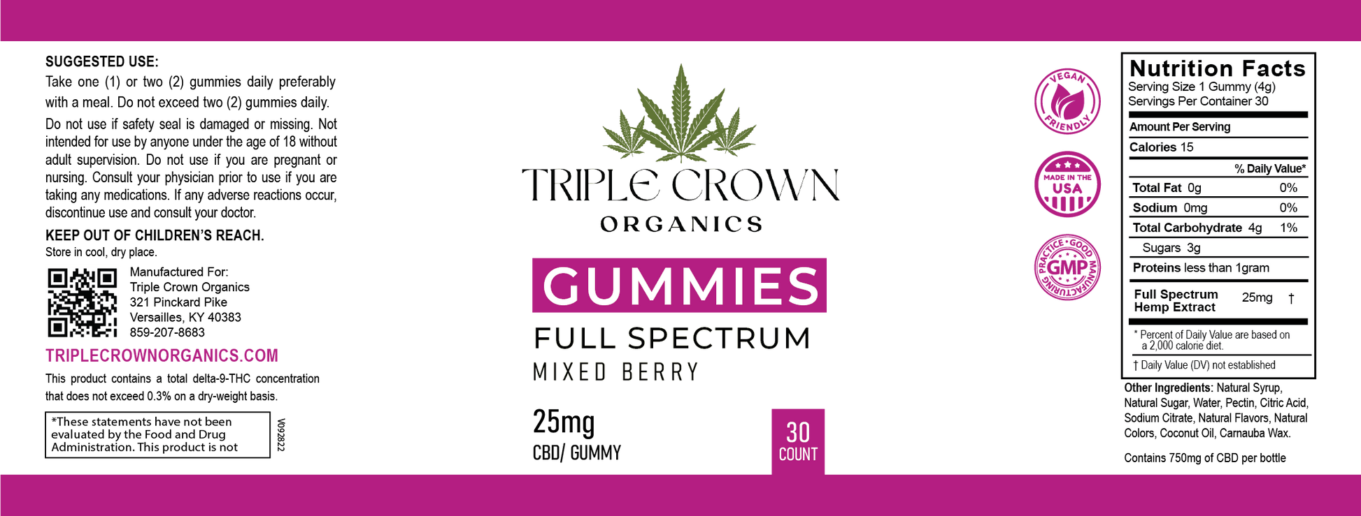 CBD Gummies - Mixed Berry - Triple Crown Organics