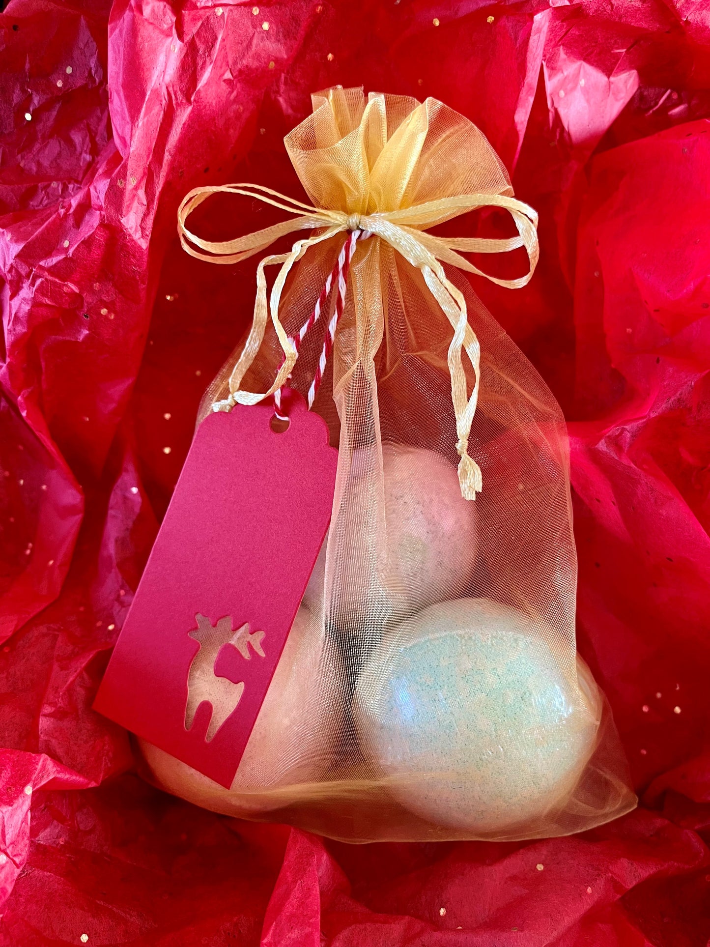 Christmas gift bag of three bath bombs | Triple Crown Organics